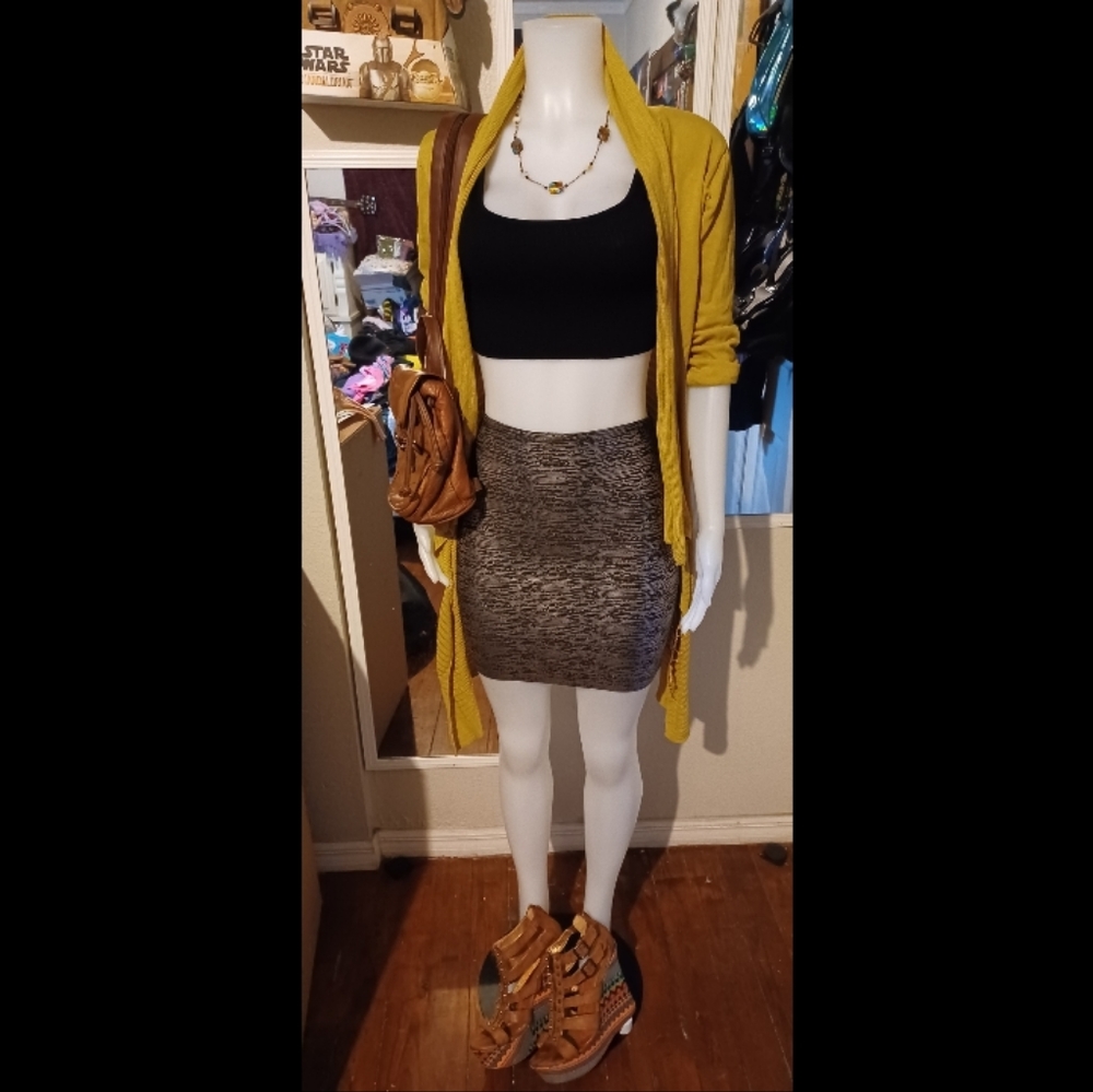 Silver Pattern High Waisted Skirt